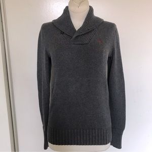 Ralph Lauren Sport Cowl Neck Knit Long Sleeve Cotton Sweater Charcoal Grey S